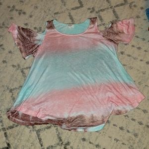 Beautiful tied dyed cold shoulder top